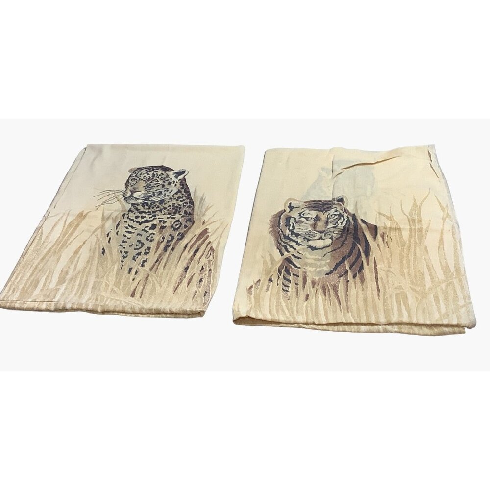 2 J.P. Stevens & Co.Pillowcase Tiger Leopard Safari Pattern Cotton Blend 29" x 1